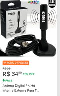 Antena Digital 4K HD Interna Externa Para TV 19BR