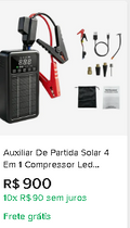 Auxiliar de Partida Solar 4 em 1 S4 – Compressor, Power Bank 10.000mAh e Lanterna LED