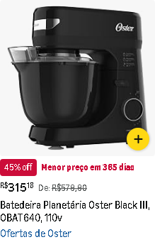 Batedeira Planetária Oster Black III OBAT640 110v