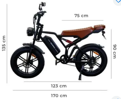 Bicicleta Scooter Elétrica WX-19 750w – Até 60km de Autonomia, Sem CNH – Preto/Marrom
