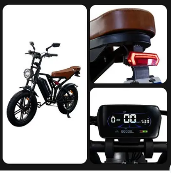 Bicicleta Scooter Elétrica WX-19 750w – Até 60km de Autonomia, Sem CNH – Preto/Marrom