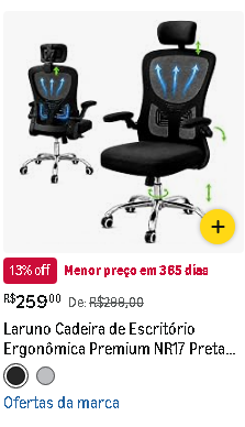 Cadeira de Escritório Ergonômica Premium Laruno NR17 – Preta