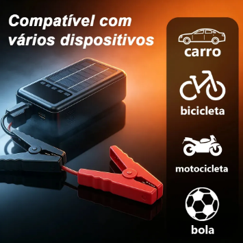Auxiliar de Partida Solar 4 em 1 S4 – Compressor, Power Bank 10.000mAh e Lanterna LED