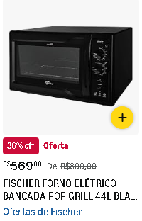 Fischer Forno Elétrico Bancada Pop Grill 44L Preto