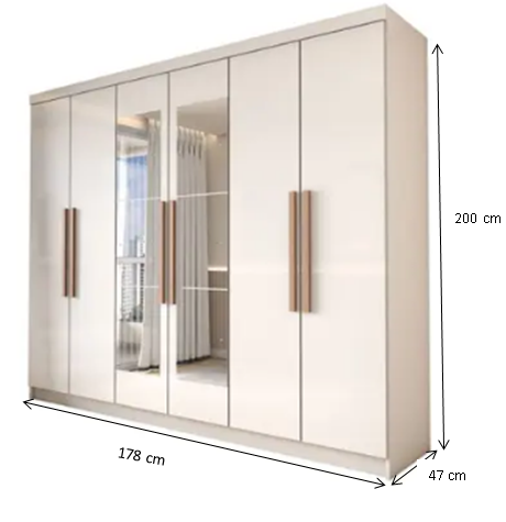 Guarda-Roupa Casal Odisseia 6 Portas 2 Gavetas com Espelho – Panorama Móveis