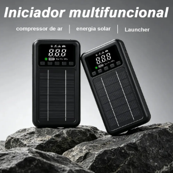 Auxiliar de Partida Solar 4 em 1 S4 – Compressor, Power Bank 10.000mAh e Lanterna LED