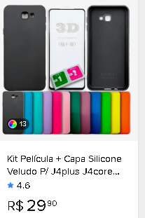 Kit Película 3D + Capa Silicone Veludo Samsung Galaxy J4 Plus / J4 Core