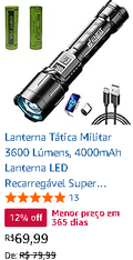 Lanterna Tática Militar 3600 Lumens