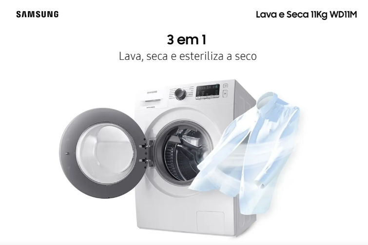 Lava E Seca Samsung WD11M Com Digital Inverter Branca 11kg