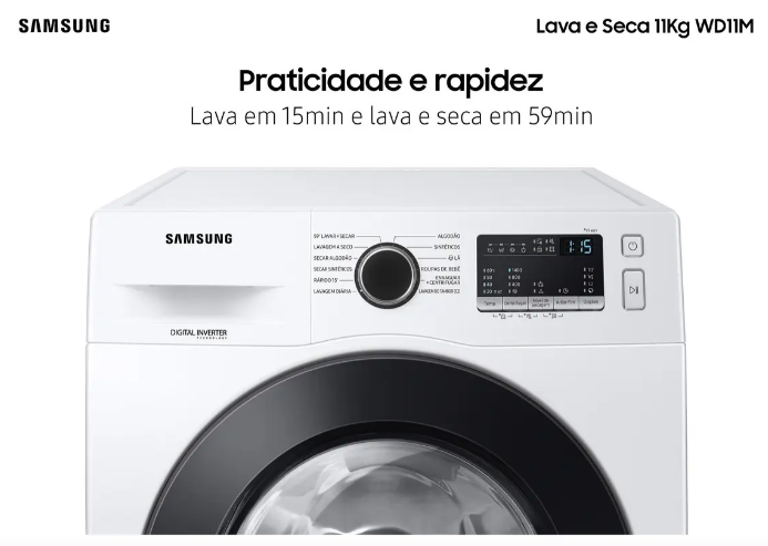 Lava E Seca Samsung WD11M Com Digital Inverter Branca 11kg