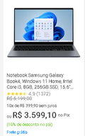 Notebook Samsung Galaxy Book4 15.6 polegadas