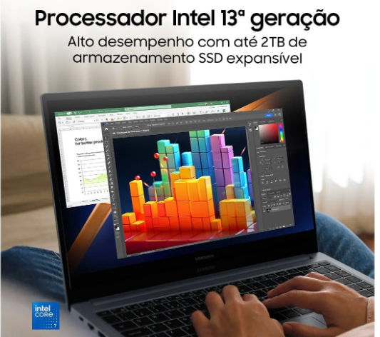 Notebook Samsung Galaxy Book4 – Intel Core i3, 8GB RAM, 256GB SSD, 15.6", Windows 11