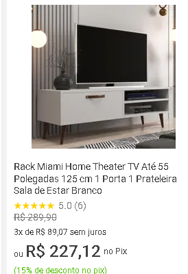 Rack Miami Home Theater TV Até 55 Polegadas Branco