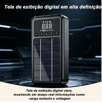 Auxiliar de Partida Solar 4 em 1 S4 – Compressor, Power Bank 10.000mAh e Lanterna LED